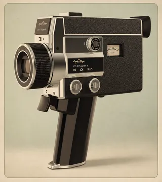 The Camp Snap CS-8, a retro screen-free video camera with a pistol grip.