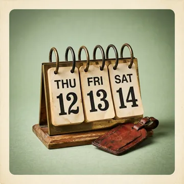 A desk flip calendar fanned open a few extra days.