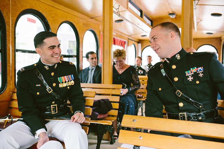 groomsmen-laughing-on-a-bus
